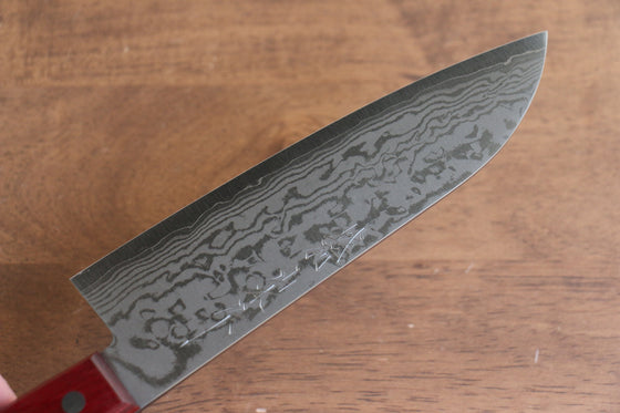 Nao Yamamoto VG10 Damascus Santoku 170mm Red Pakka wood Handle - Seisuke Knife