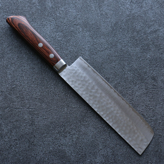 Seisuke VG1 Hammered Nakiri 165mm Mahogany Handle - Seisuke Knife