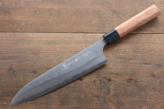 Yoshimi Kato Blue Super Clad Nashiji Gyuto Chef Knife 210mm with Black Honduras Rosewood Handle - Seisuke Knife