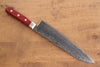 Seisuke Nami AUS10 Mirrored Finish Damascus Gyuto 210mm with Red Pakkawood Handle - Seisuke Knife