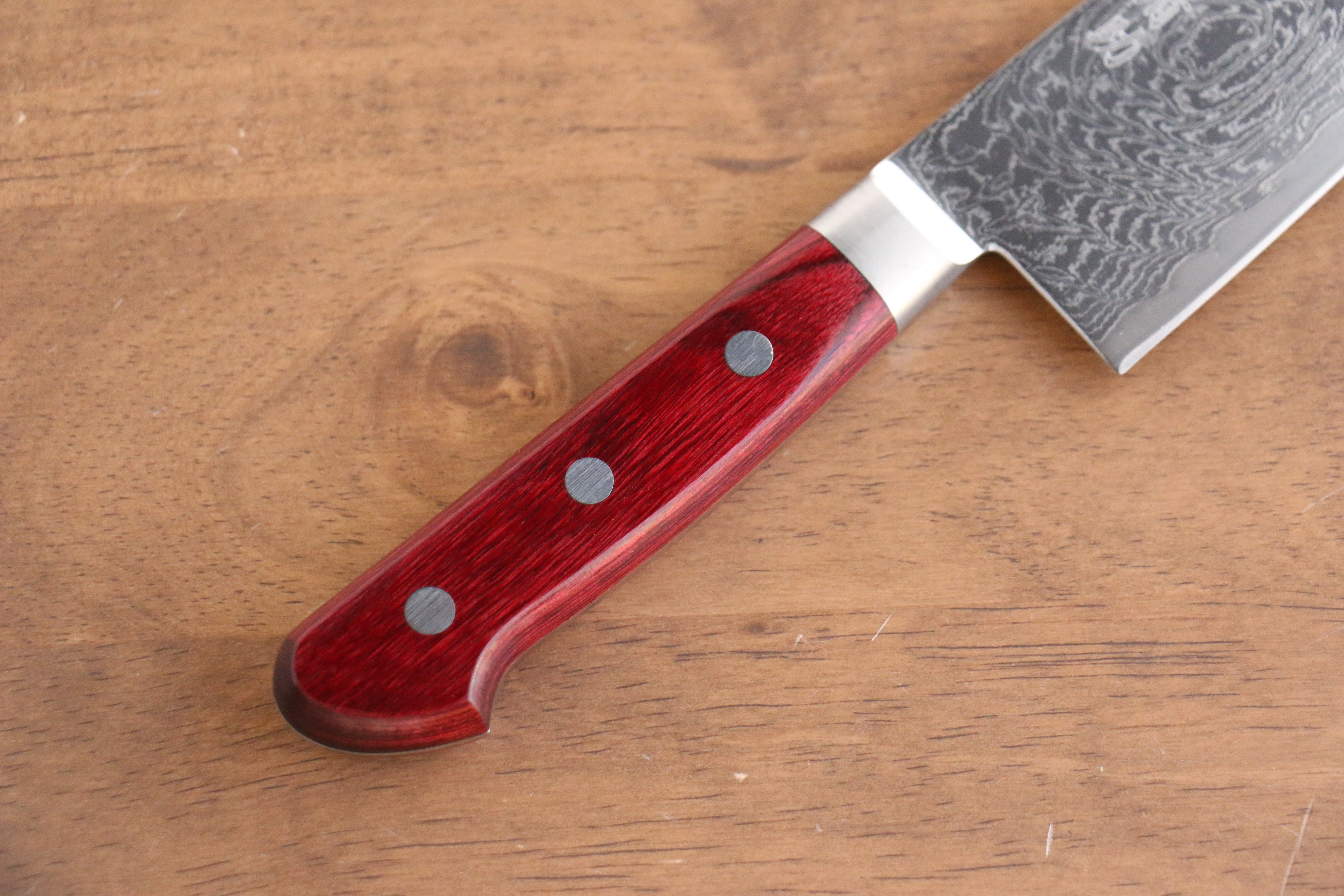 Seisuke Nami AUS10 Mirrored Finish Damascus Gyuto 210mm Red Pakka wood Handle - Seisuke Knife