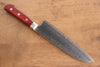 Seisuke Nami AUS10 Mirrored Finish Damascus Santoku  180mm Red Pakka wood Handle - Seisuke Knife - Slide 2