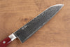 Seisuke Nami AUS10 Mirrored Finish Damascus Santoku  180mm Red Pakka wood Handle - Seisuke Knife - Slide 3