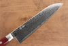 Seisuke Nami AUS10 Mirrored Finish Damascus Santoku  180mm Red Pakka wood Handle - Seisuke Knife - Slide 4