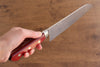 Seisuke Nami AUS10 Mirrored Finish Damascus Santoku  180mm Red Pakka wood Handle - Seisuke Knife - Slide 7