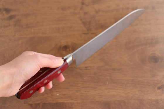 Seisuke Nami AUS10 Mirrored Finish Damascus Santoku  180mm Red Pakka wood Handle - Seisuke Knife