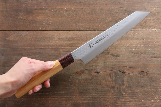 Sakai Takayuki VG10 33 Layer Damascus Kengata Santoku Knife 160mm with Keyaki Handle (Japanese Elm) - Seisuke Knife