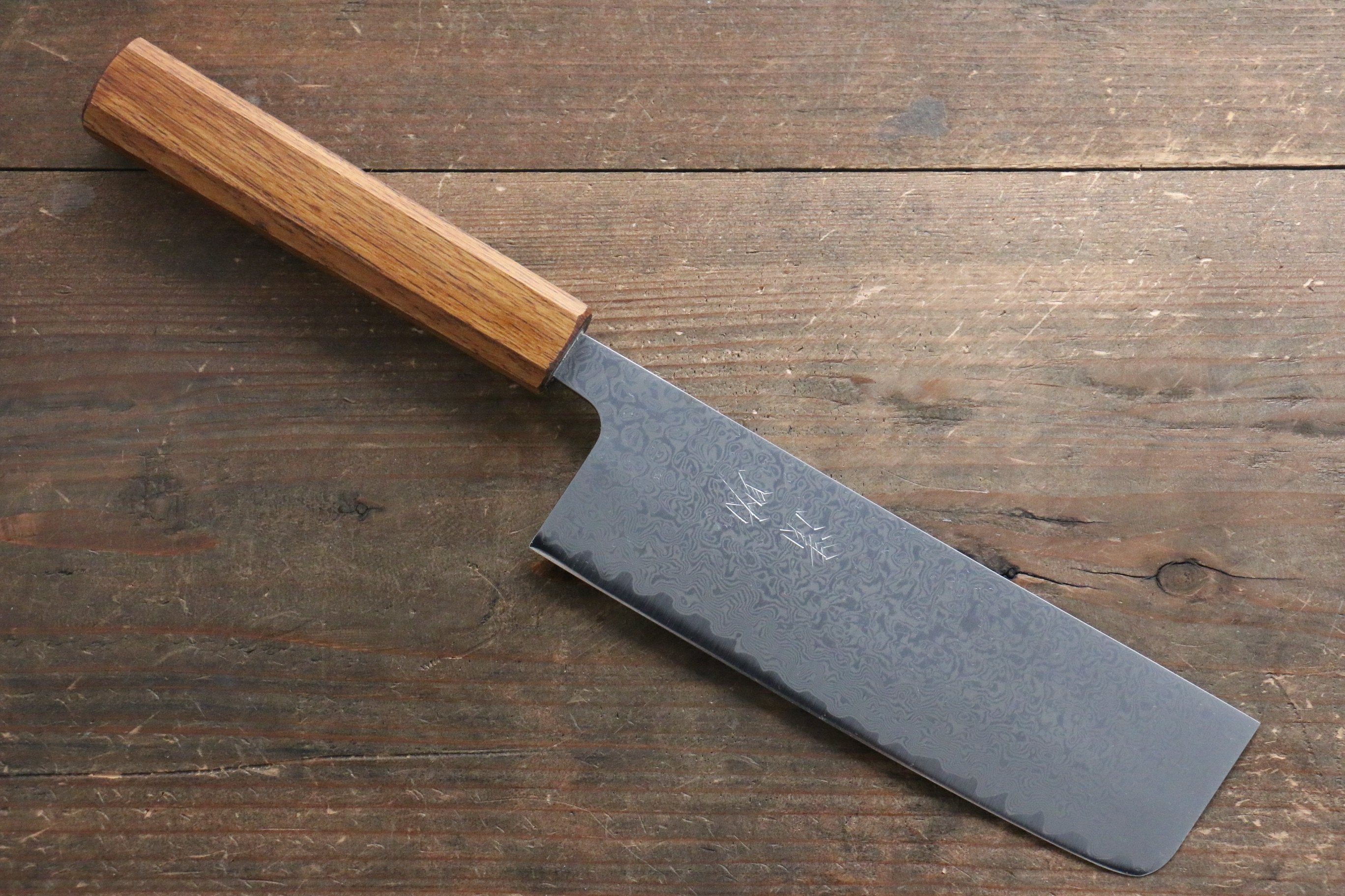 Seisuke SLD 49 Layer Damascus Nakiri 165mm Oak Handle - Seisuke Knife