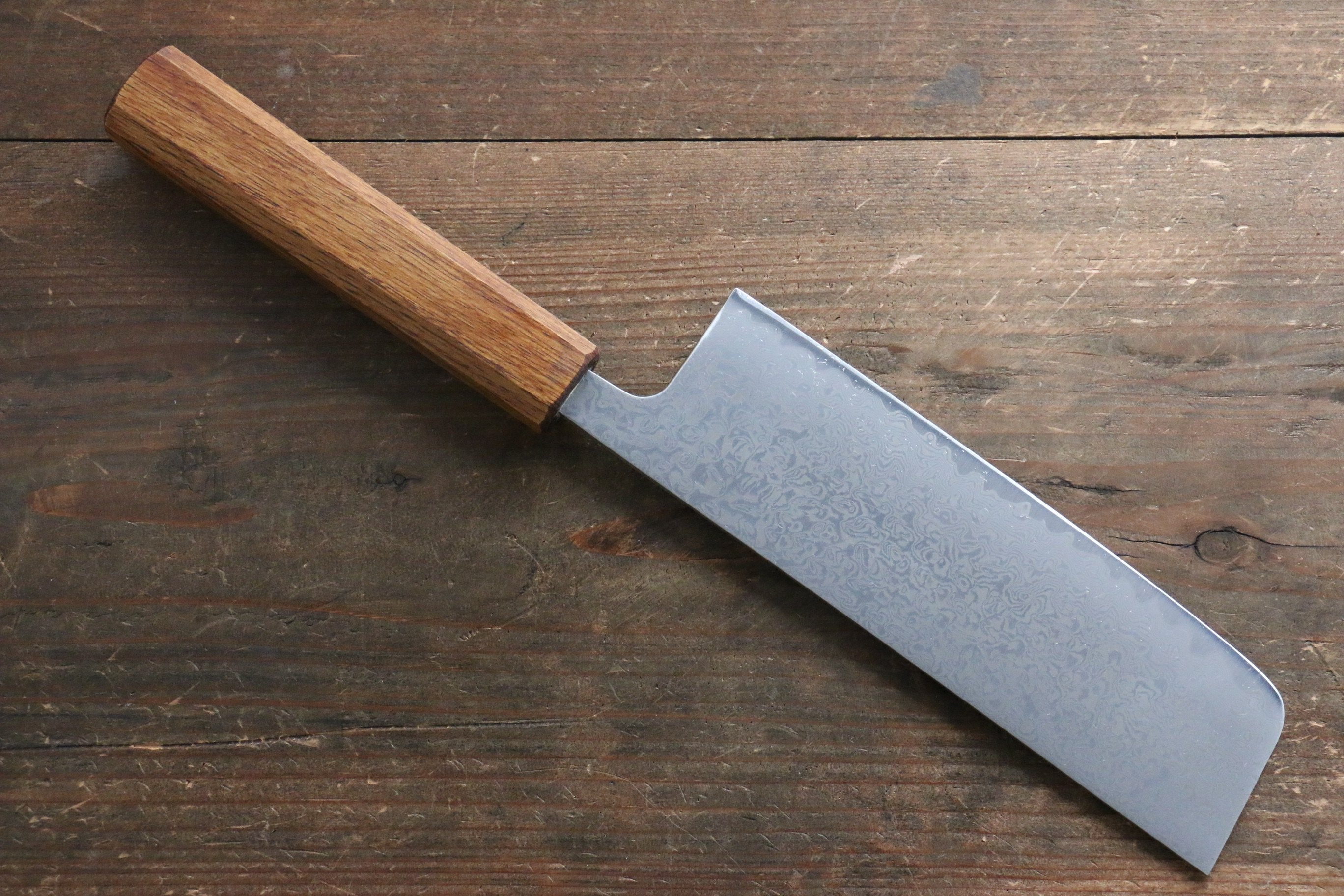 Seisuke SLD 49 Layer Damascus Nakiri 165mm Oak Handle - Seisuke Knife