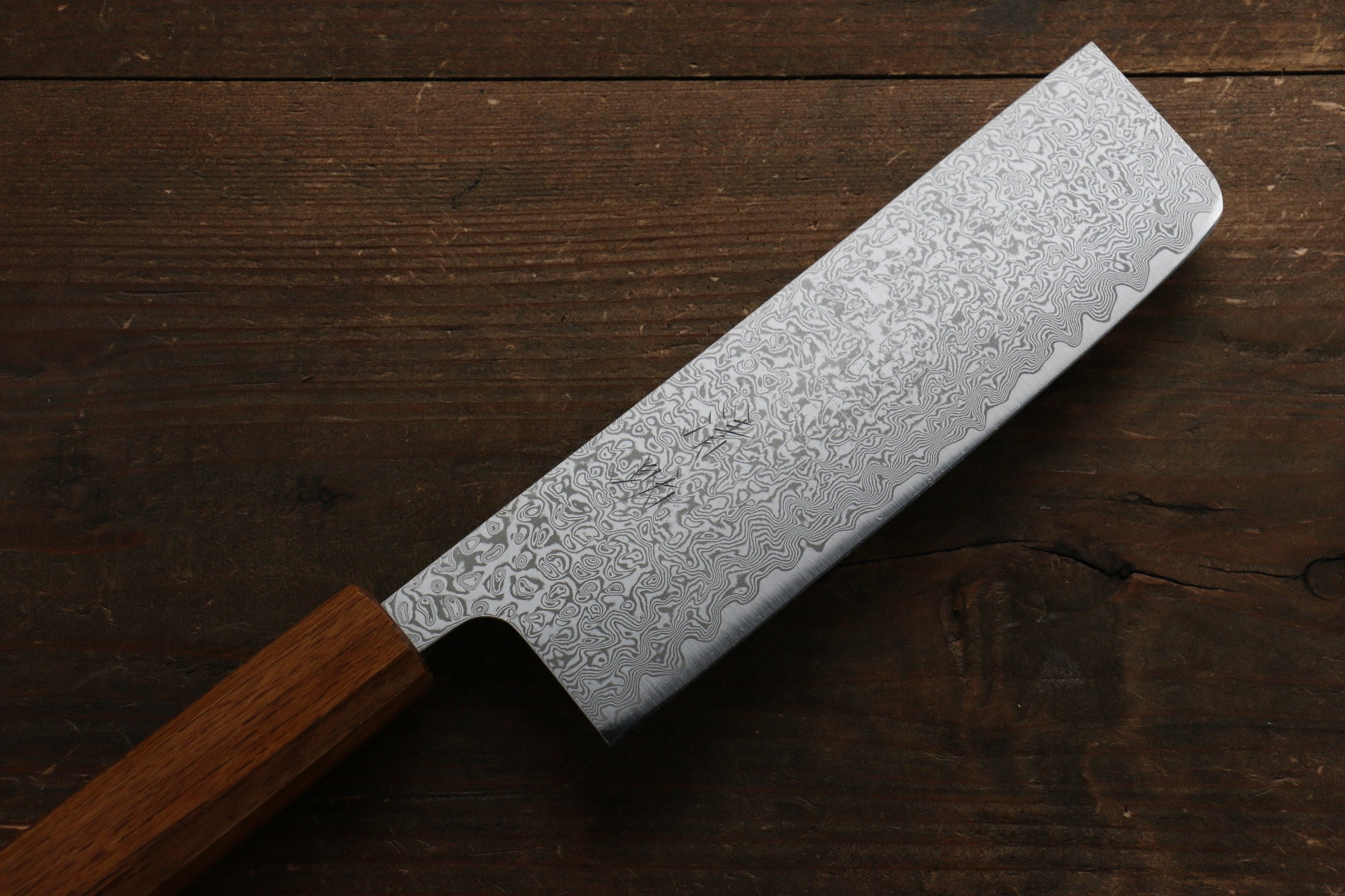 Seisuke SLD 49 Layer Damascus Nakiri 165mm Oak Handle - Seisuke Knife
