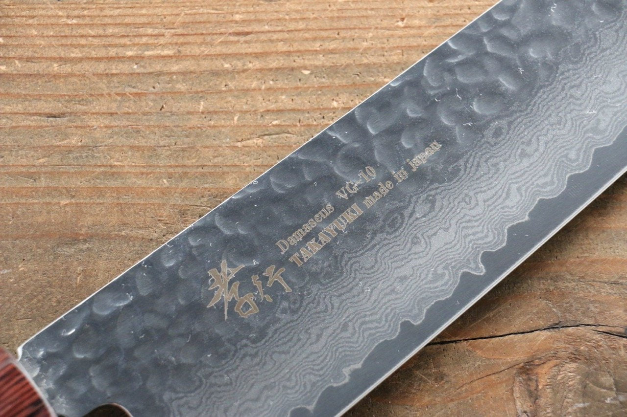 Sakai Takayuki VG10 33 Layer Damascus Gyuto Chef Knife 240mm with Keyaki Handle (Japanese Elm) - Seisuke Knife