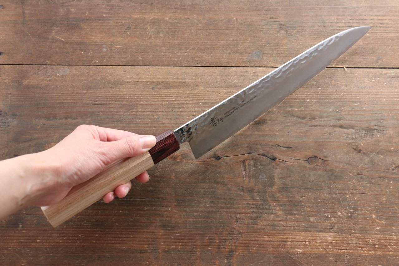 Sakai Takayuki VG10 33 Layer Damascus Gyuto Chef Knife 240mm with Keyaki Handle (Japanese Elm) - Seisuke Knife