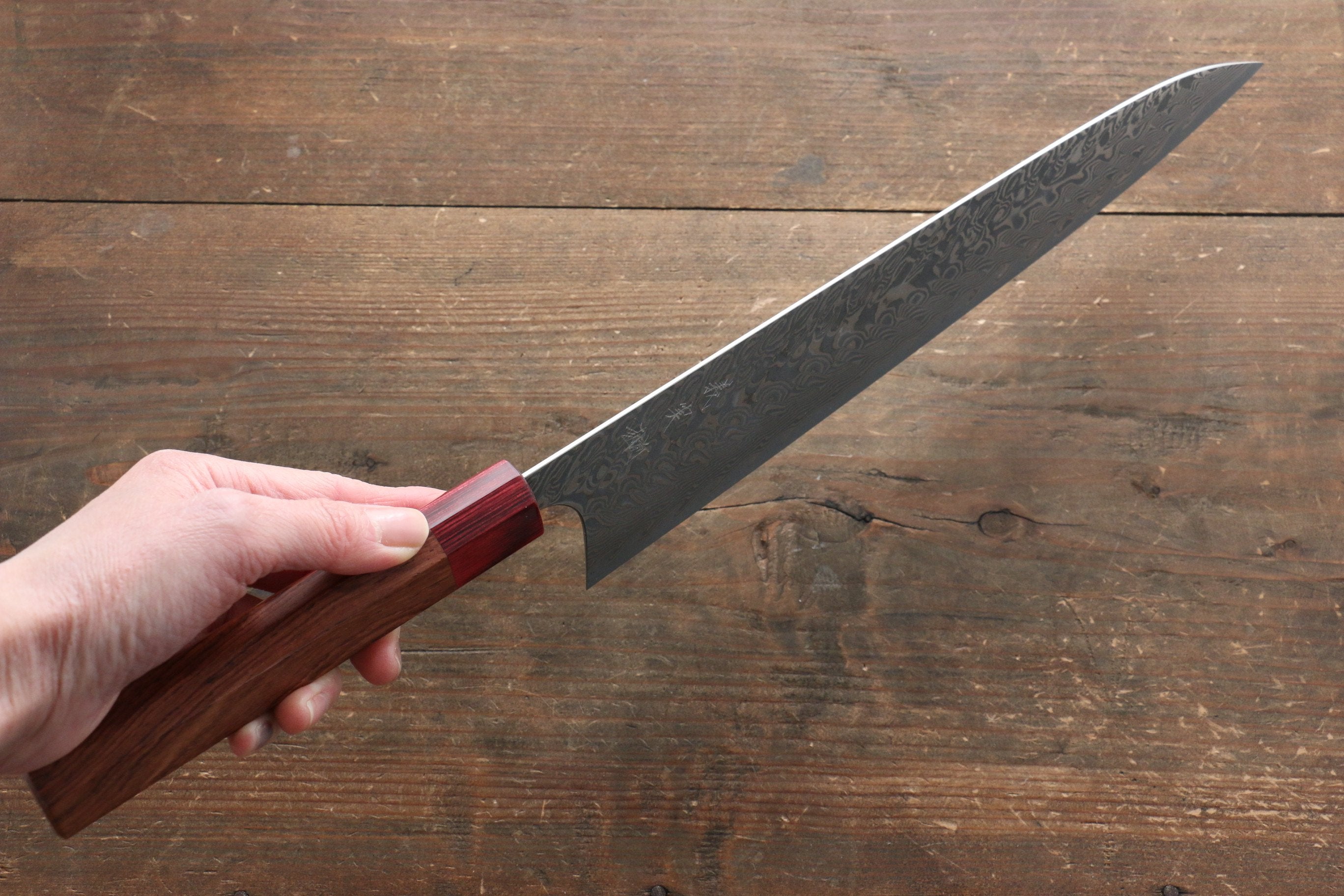 Yoshimi Kato SG2 Damascus Gyuto 270mm with Red Honduras Handle - Seisuke Knife