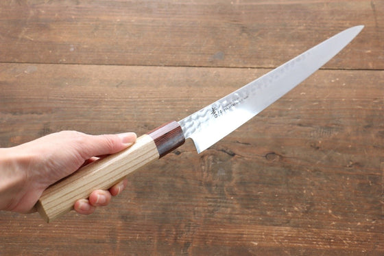 Sakai Takayuki VG10 33 Layer Damascus Sujihiki Japanese Chef Knife 240mm with Keyaki Elm Handle - Seisuke Knife