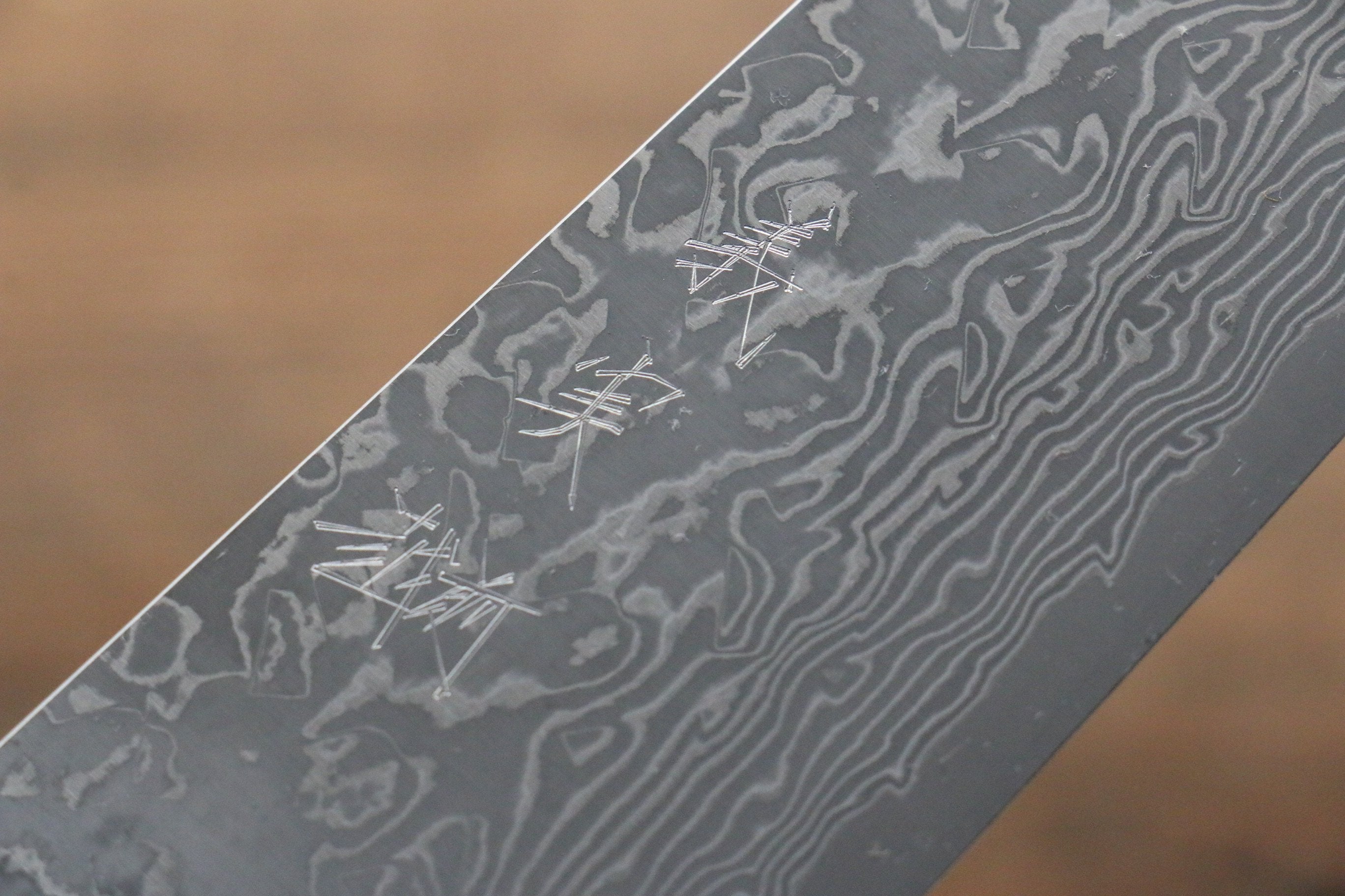 Yoshimi Kato VG10 Damascus Gyuto 210mm with Black Pakkawood Handle & Saya - Seisuke Knife