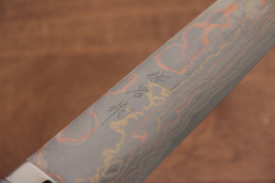 Takeshi Saji Blue Steel No.2 Colored Damascus Gyuto 180mm White Cow Bone Handle - Seisuke Knife