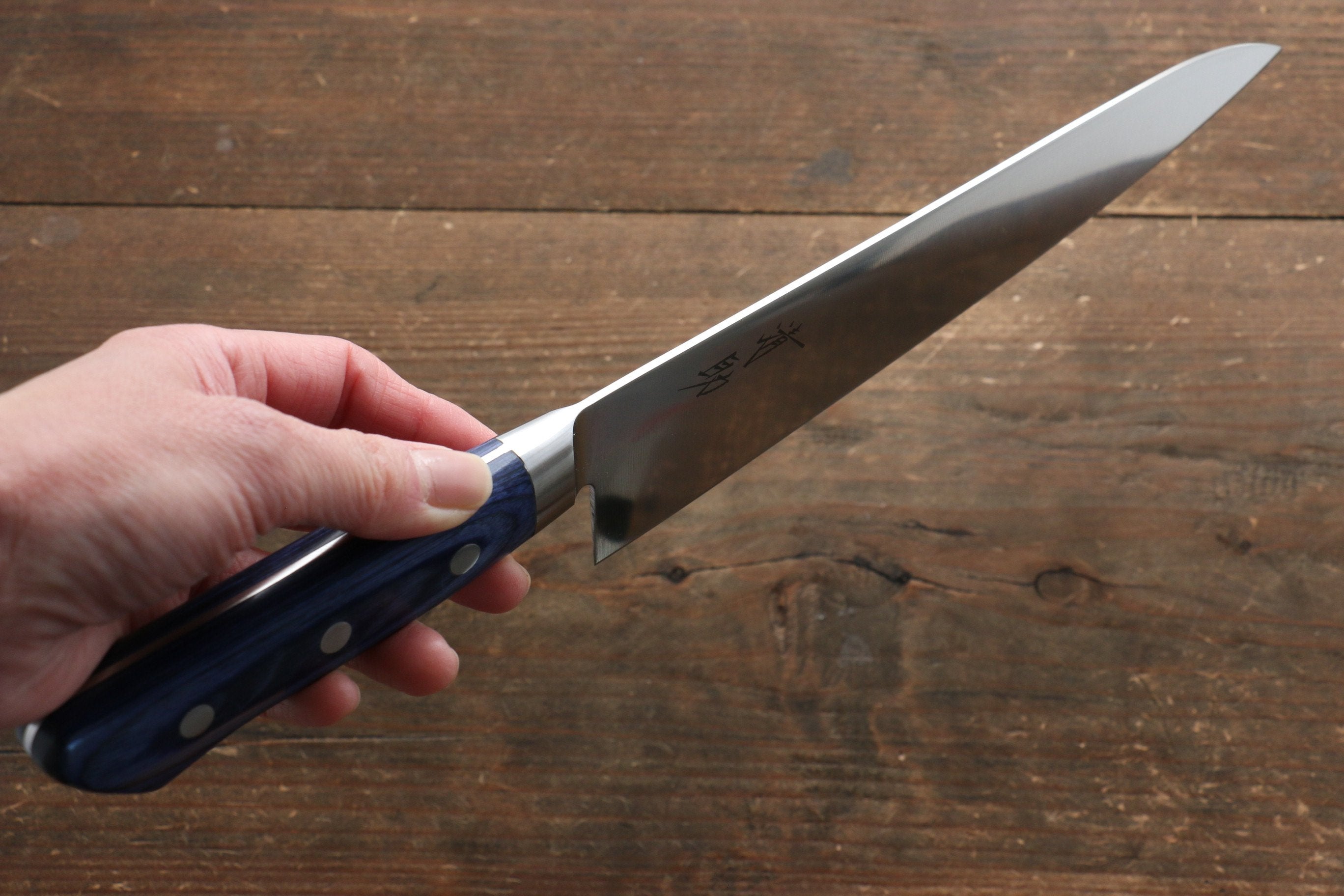 Seisuke Seiten Molybdenum Gyuto 210mm Blue Pakka wood Handle with Sheath - Seisuke Knife
