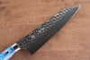 Yu Kurosaki Senko Ei SG2 Hammered Santoku 165mm Blue white Acrylic Handle - Seisuke Knife - Slide 3