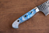 Yu Kurosaki Senko Ei SG2 Hammered Santoku 165mm Blue white Acrylic Handle - Seisuke Knife - Slide 6