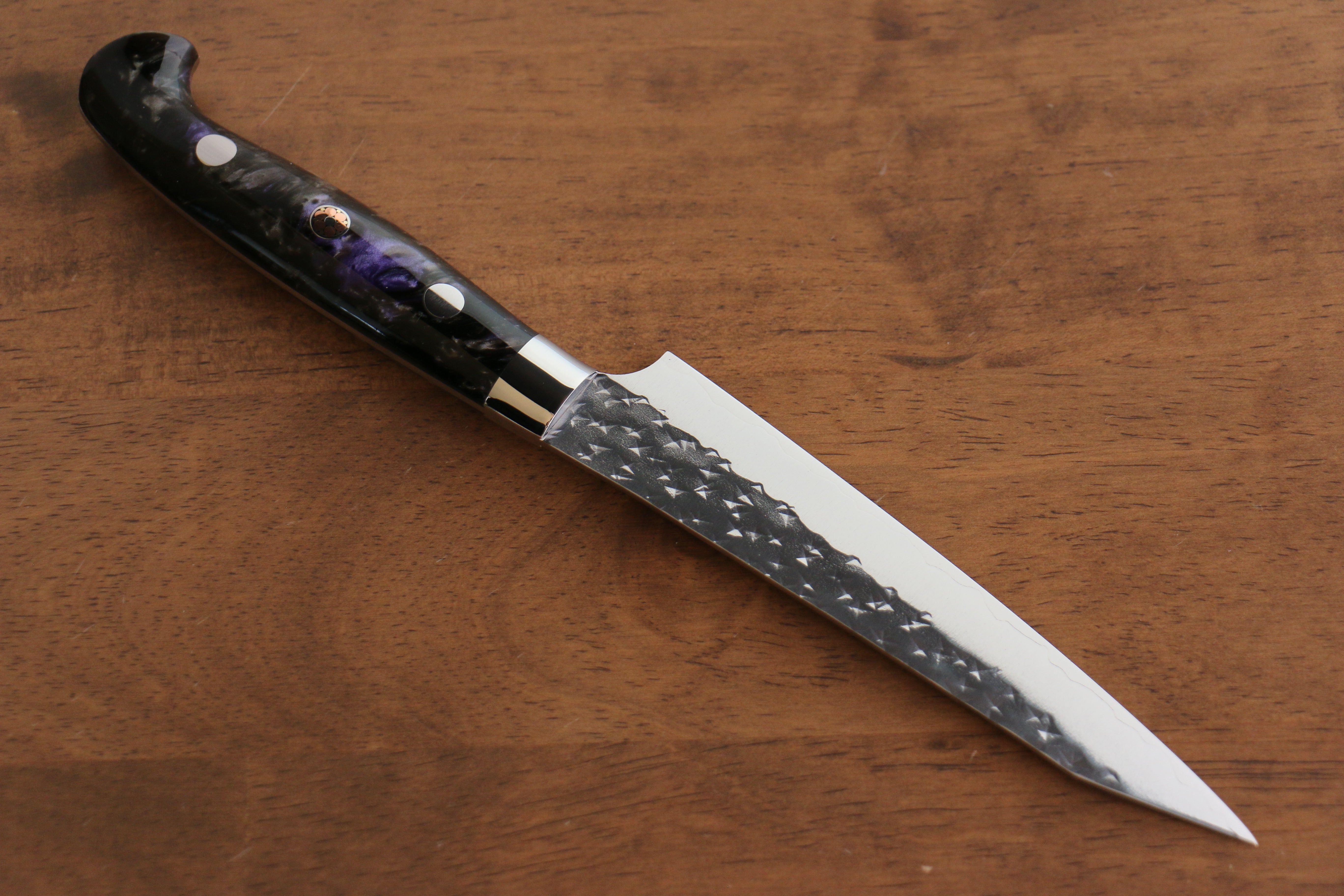 Yu Kurosaki Senko Ei SG2 Hammered Petty-Utility 130mm Black Acrylic Handle - Seisuke Knife