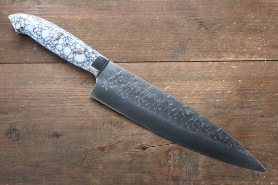 Takeshi Saji SRS13 Hammered Gyuto 210mm WhiteBlack Stone Handle - Seisuke Knife