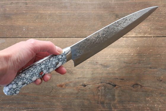 Takeshi Saji SRS13 Hammered Gyuto 210mm WhiteBlack Stone Handle - Seisuke Knife