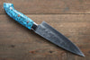 Takeshi Saji SRS13 Hammered Petty-Utility 135mm Blue Turquoise (Nomura Style) Handle - Seisuke Knife - Slide 2