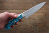 Takeshi Saji SRS13 Hammered Petty-Utility 135mm Blue Turquoise (Nomura Style) Handle - Seisuke Knife - Slide 5