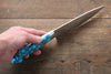 Takeshi Saji SRS13 Hammered Petty-Utility 135mm Blue Turquoise (Nomura Style) Handle - Seisuke Knife - Slide 7