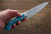 Takeshi Saji SRS13 Hammered Petty-Utility 135mm Blue Turquoise (Nomura Style) Handle - Seisuke Knife - Slide 10