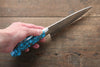 Takeshi Saji SRS13 Hammered Petty-Utility 135mm Blue Turquoise (Nomura Style) Handle - Seisuke Knife - Slide 11