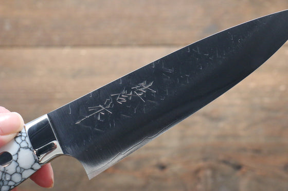 Takeshi Saji SRS13 Hammered Petty-Utility 135mm WhiteBlack Stone Handle - Seisuke Knife