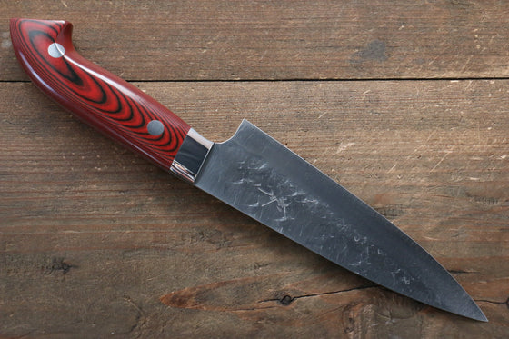 Takeshi Saji SRS13 Hammered Petty-Utility 135mm Red Micarta Handle - Seisuke Knife