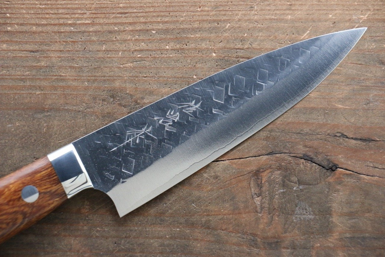 Takeshi Saji SRS13 Hammered Petty-Utility 130mm Ironwood Handle - Seisuke Knife