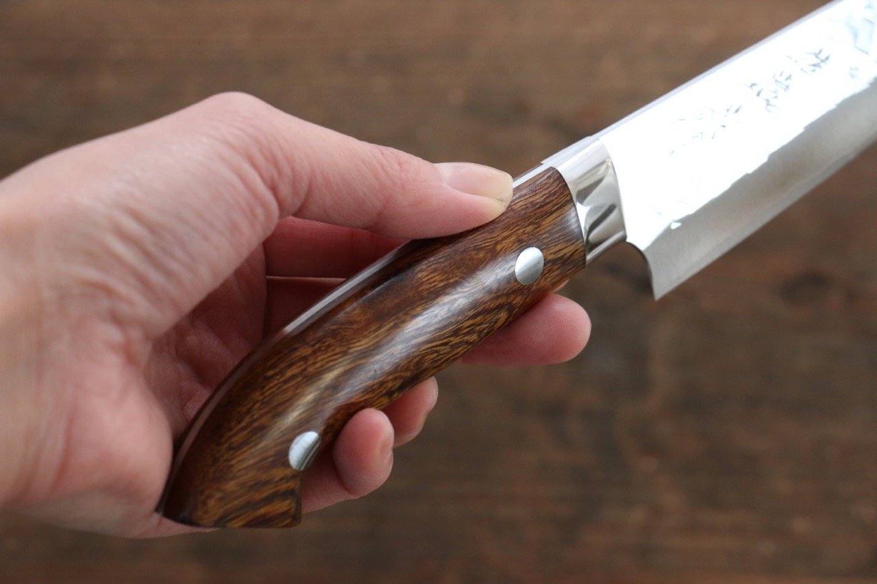 Takeshi Saji SRS13 Hammered Petty-Utility 130mm Ironwood Handle - Seisuke Knife