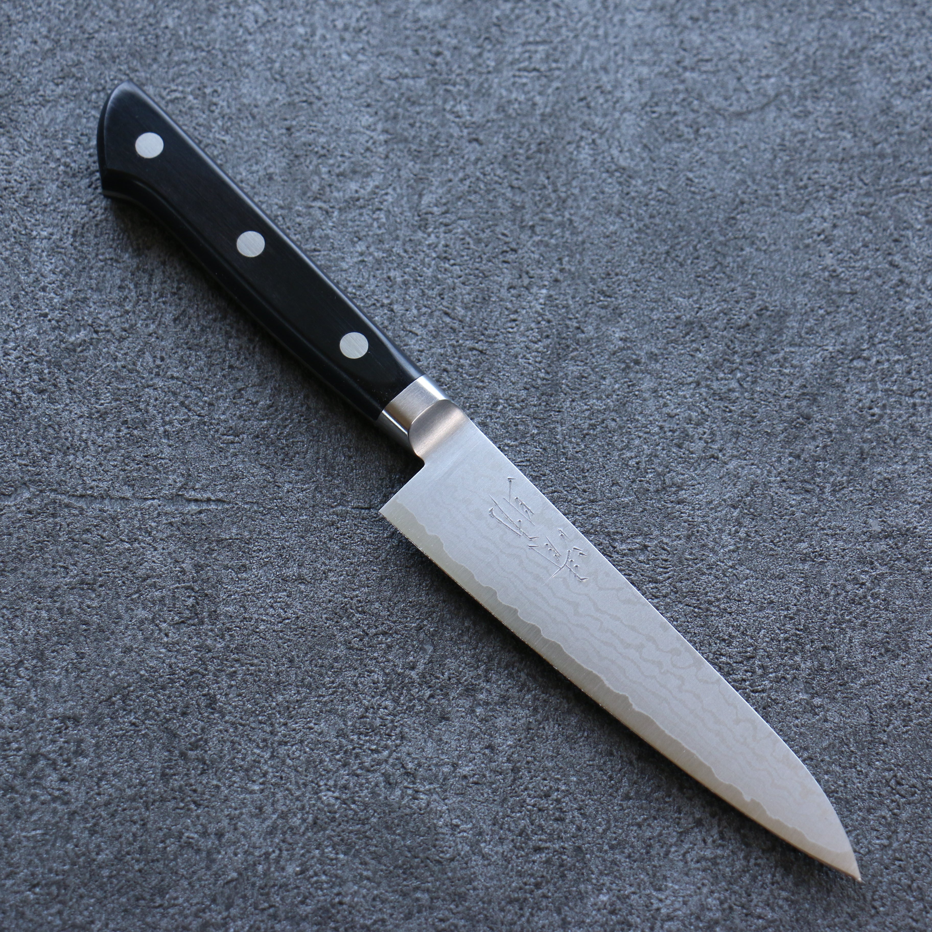 Seisuke VG10 Damascus Petty-Utility 120mm Black Pakka wood Handle - Seisuke Knife