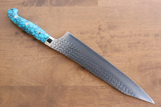 Yu Kurosaki Senko Ei SG2 Hammered Gyuto 240mm Turquoise Handle - Seisuke Knife