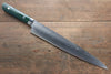 Takeshi Saji VG10 Diamond Finish Damascus Sujihiki 270mm Green Micarta Handle - Seisuke Knife - Slide 1