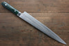 Takeshi Saji VG10 Diamond Finish Damascus Sujihiki 270mm Green Micarta Handle - Seisuke Knife - Slide 2