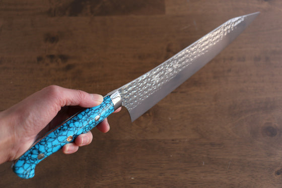 Yu Kurosaki Senko Ei SG2 Hammered Gyuto 240mm Turquoise Handle - Seisuke Knife