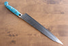 Yu Kurosaki Senko Ei SG2 Hammered Sujihiki 270mm Turquoise Handle - Seisuke Knife - Slide 2