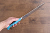 Yu Kurosaki Senko Ei SG2 Hammered Sujihiki 270mm Turquoise Handle - Seisuke Knife - Slide 8