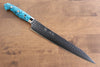 Yu Kurosaki Senko Ei SG2 Hammered Sujihiki 240mm Turquoise Handle - Seisuke Knife - Slide 1