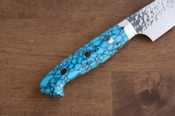 Yu Kurosaki Senko Ei SG2 Hammered Sujihiki 240mm Turquoise Handle - Seisuke Knife