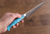 Yu Kurosaki Senko Ei SG2 Hammered Petty-Utility 150mm Turquoise Handle - Seisuke Knife - Slide 7