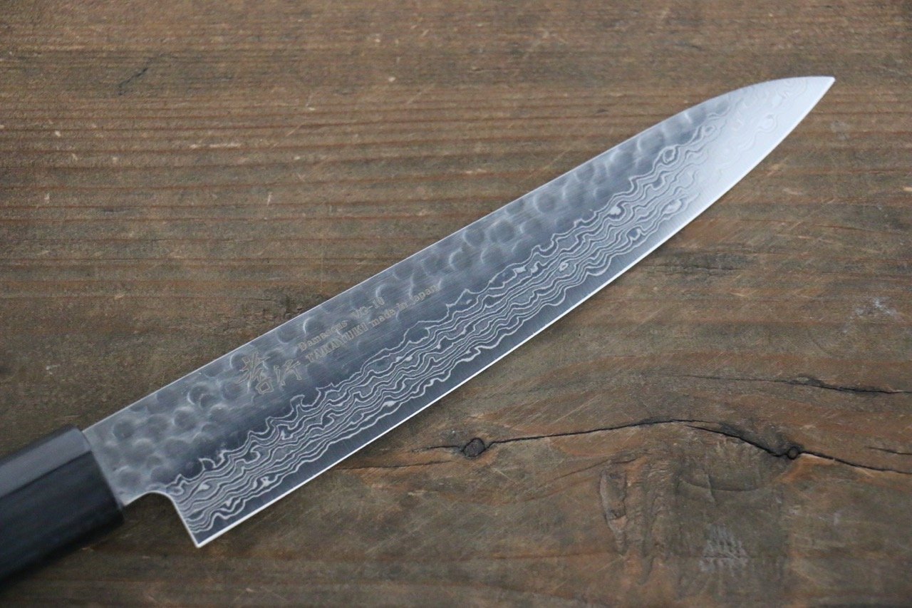 Sakai Takayuki AUS10 45 Layer Damascus Japanese Chef's Petty Knife 150mm with Shitan Handle - Seisuke Knife