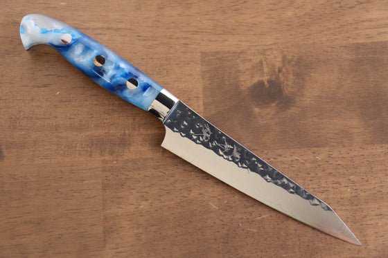 Yu Kurosaki Senko Ei SG2 Hammered Petty-Utility 130mm Blue white Acrylic Handle - Seisuke Knife