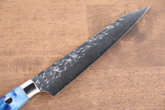 Yu Kurosaki Senko Ei SG2 Hammered Petty-Utility 130mm Blue white Acrylic Handle - Seisuke Knife