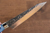 Yu Kurosaki Senko Ei SG2 Hammered Petty-Utility 130mm Blue white Acrylic Handle - Seisuke Knife - Slide 4