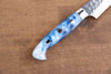 Yu Kurosaki Senko Ei SG2 Hammered Petty-Utility 130mm Blue white Acrylic Handle - Seisuke Knife - Slide 6